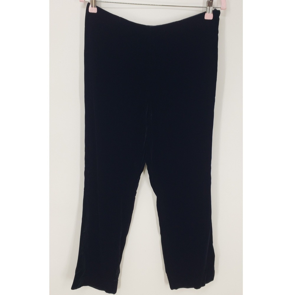 Ralph Lauren Black Label Velvet Straight Leg Pants Women Sz 4 Cropped Ankle Silk